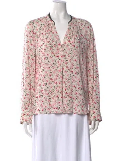 Pre-owned Zadig & Voltaire Floral Print V-neck Blouse In Pink
