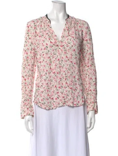 Pre-owned Zadig & Voltaire Floral Print V-neck Blouse In Pink