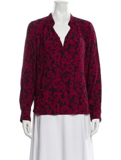 Pre-owned Zadig & Voltaire Floral Print V-neck Blouse In Red