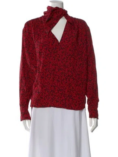 Pre-owned Zadig & Voltaire Floral Print V-neck Blouse In Red