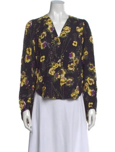 Pre-owned Zadig & Voltaire Floral Print V-neck Blouse W/ Tags In Multi