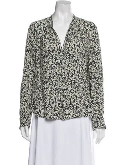 Pre-owned Zadig & Voltaire Floral Print V-neck Blouse In White