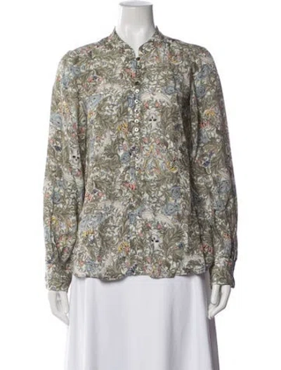 Pre-owned Zadig & Voltaire Floral Print V-neck Sweater In Green