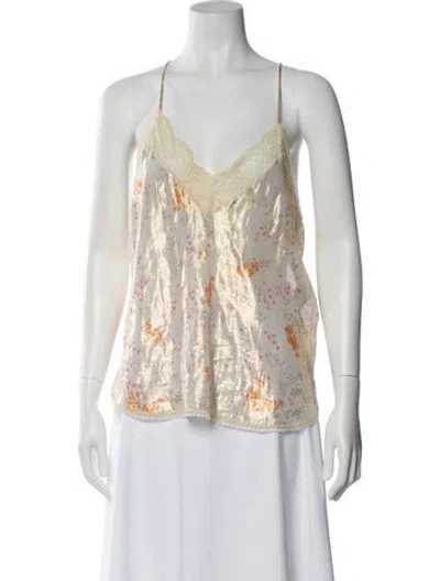 Pre-owned Zadig & Voltaire Floral Print V-neck Top In Neutral