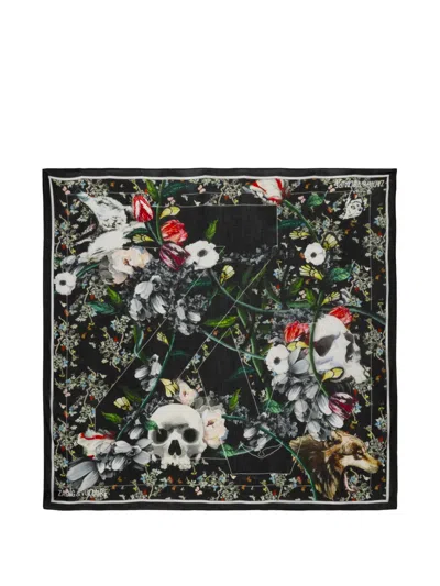 Zadig & Voltaire Floral Skull Scarf In Black