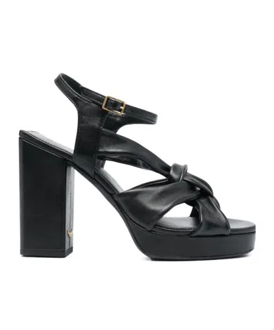 Zadig & Voltaire Forget Me Knot Leather Sandals In Black