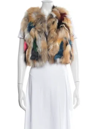Pre-owned Zadig & Voltaire Fox Patterned Fur Jacket In Neutral