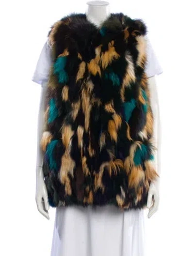 Pre-owned Zadig & Voltaire Fox Printed Fur Jacket In Black