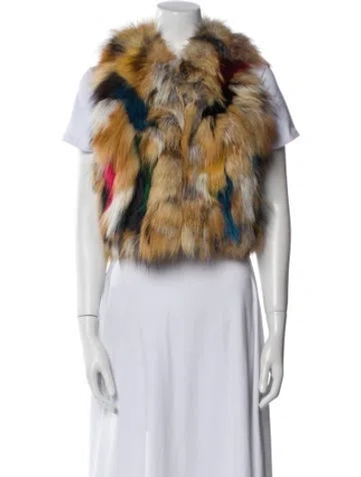 Pre-owned Zadig & Voltaire Fox Printed Fur Jacket In Neutral