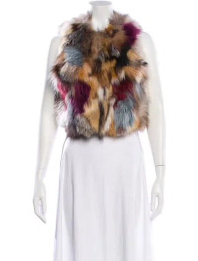 Pre-owned Zadig & Voltaire Fox Printed Fur Jacket In Neutral