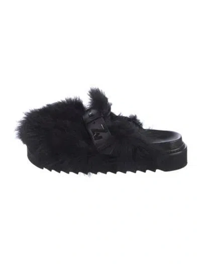Pre-owned Zadig & Voltaire Fur Fur Trim Mules In Black