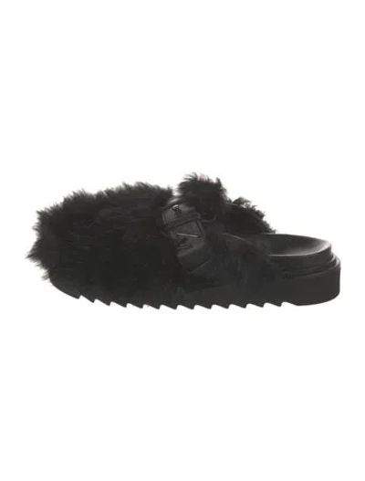 Pre-owned Zadig & Voltaire Fur Fur Trim Mules In Black