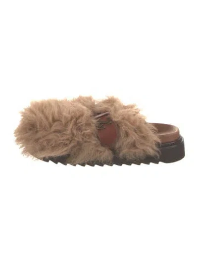 Pre-owned Zadig & Voltaire Fur Mules In Neutral