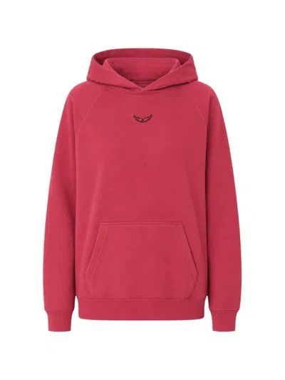 Zadig & Voltaire Georgy Mo Tour Logo-embroidered Hoodie In Red