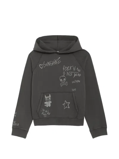 Zadig & Voltaire Grgy Embellished Hooded Cotton Sweatshirt In Gray