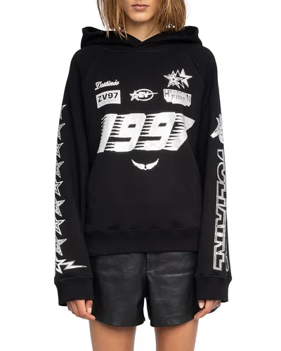 Zadig & Voltaire Womens Georgys Branded Cotton-jersey Hoody Black Xs
