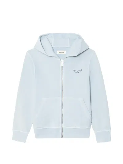 Zadig & Voltaire Kids' Ghost Zipper Hoodie In Blue