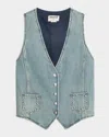 Zadig & Voltaire Gillier Studded Denim Vest In Blue