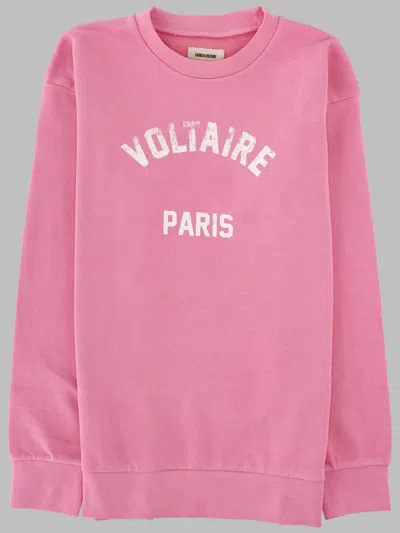 Zadig & Voltaire Girls 100% Cotton Sweatshirt T-shirt With Stretch Trim In Multi