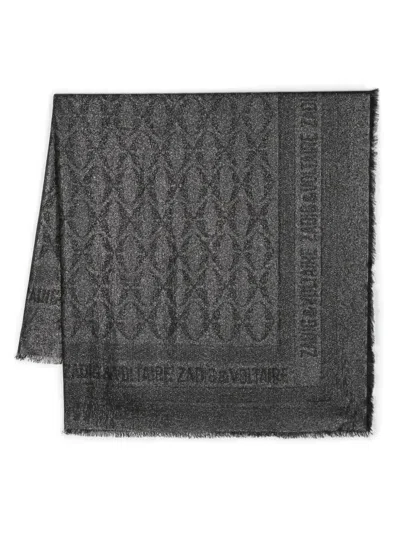 Zadig & Voltaire Glenn Jacquard Scarf In Black
