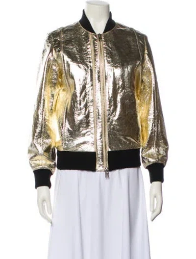 Pre-owned Zadig & Voltaire Goat Leather Bomber Jacket In Multi