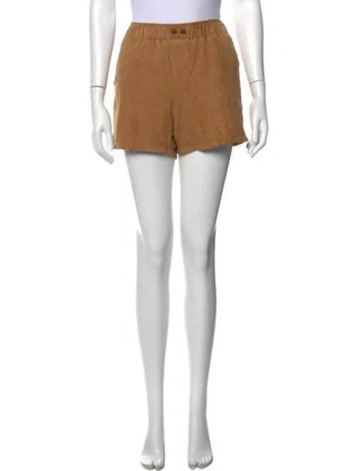 Pre-owned Zadig & Voltaire Goat Leather Mini Shorts In Metallic/neutrals