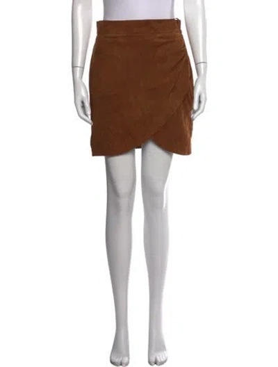 Pre-owned Zadig & Voltaire Goat Leather Mini Skirt In Brown