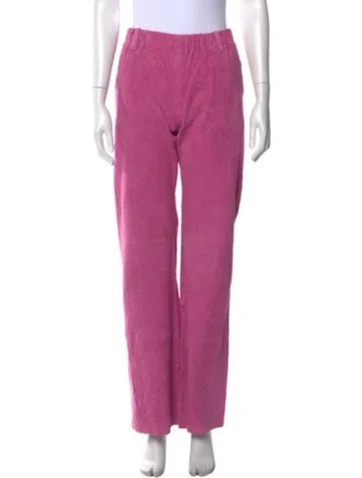 Pre-owned Zadig & Voltaire Goat Leather Straight Leg Pants In Pink