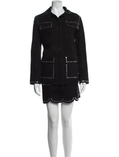 Pre-owned Zadig & Voltaire Goat Leather Studded Accents Skirt Set In Black