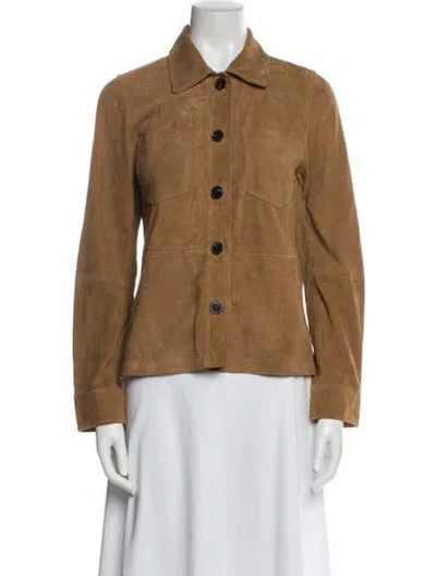 Pre-owned Zadig & Voltaire Goat Leather Utility Jacket W/ Tags In Brown