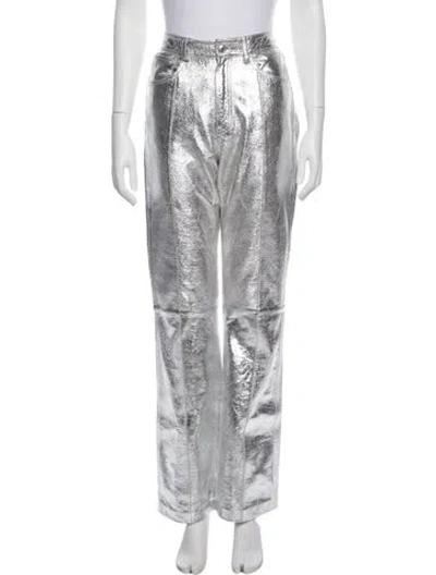 Pre-owned Zadig & Voltaire Goat Leather Wide Leg Pants In White