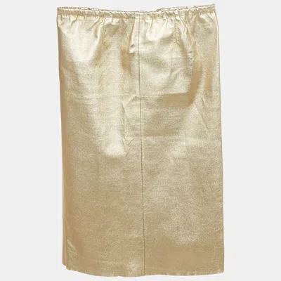 Pre-owned Zadig & Voltaire Gold Leather Pencil Skirt S