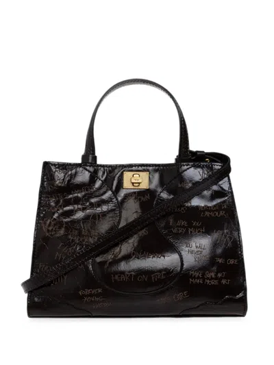 Zadig & Voltaire Graffiti-print Leather Tote Bag In Brown