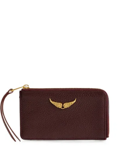 Zadig & Voltaire Grained-leather Card Holder In Brown