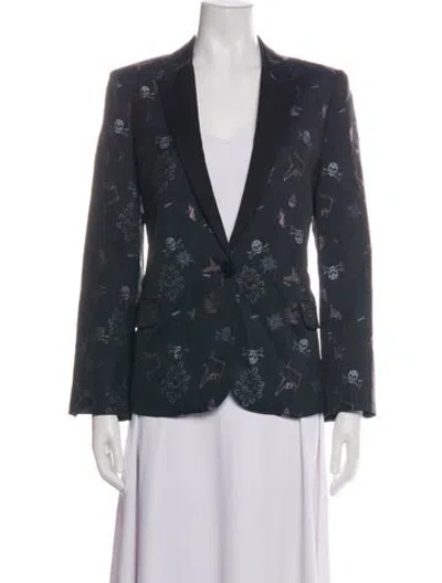 Pre-owned Zadig & Voltaire Graphic Print Blazer In Blue