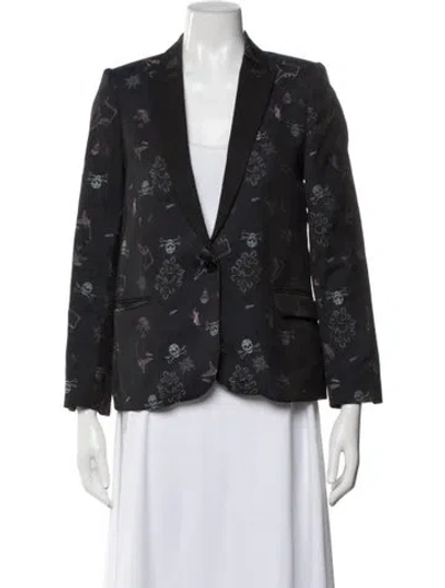 Pre-owned Zadig & Voltaire Graphic Print Blazer In Blue