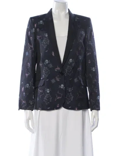 Pre-owned Zadig & Voltaire Graphic Print Blazer W/ Tags In Blue