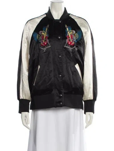 Pre-owned Zadig & Voltaire Graphic Print Bomber Jacket In Black