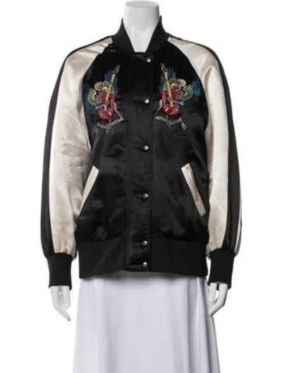 Pre-owned Zadig & Voltaire Graphic Print Bomber Jacket In Black