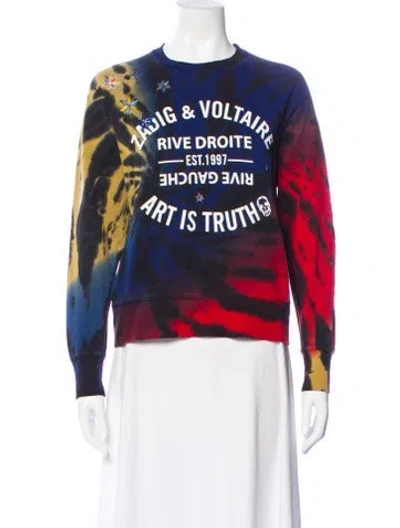 Pre-owned Zadig & Voltaire Graphic Print Bomber Jacket In Blue