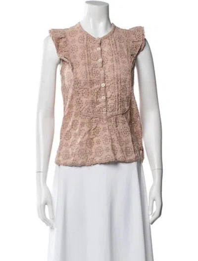 Pre-owned Zadig & Voltaire Graphic Print Crew Neck Blouse In Neutral
