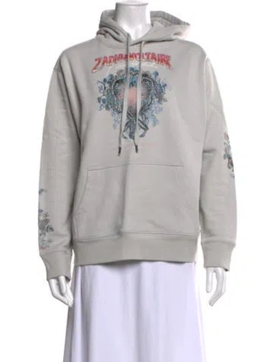 Pre-owned Zadig & Voltaire Graphic Print Crew Neck Hoodie In Gray