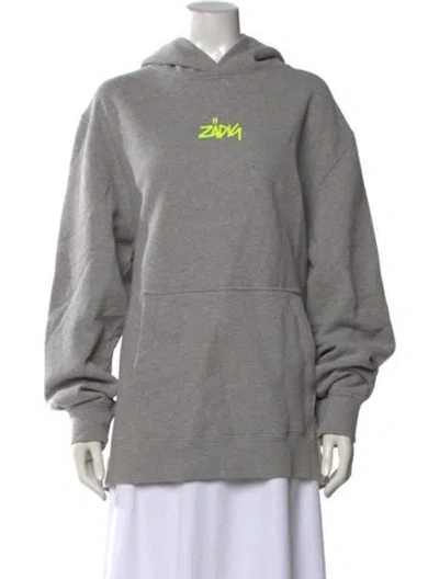 Pre-owned Zadig & Voltaire Graphic Print Crew Neck Hoodie In Grey