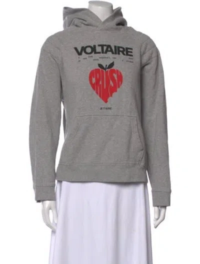Pre-owned Zadig & Voltaire Graphic Print Crew Neck Hoodie In Grey