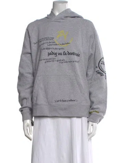 Pre-owned Zadig & Voltaire Graphic Print Crew Neck Hoodie In Grey