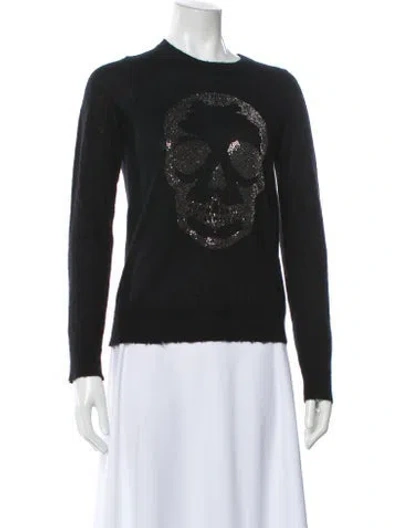 Pre-owned Zadig & Voltaire Graphic Print Crew Neck Sweater In Black