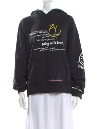 Pre-owned Zadig & Voltaire Graphic Print Crew Neck Sweater In Black