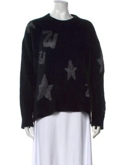 Pre-owned Zadig & Voltaire Graphic Print Crew Neck Sweater In Black