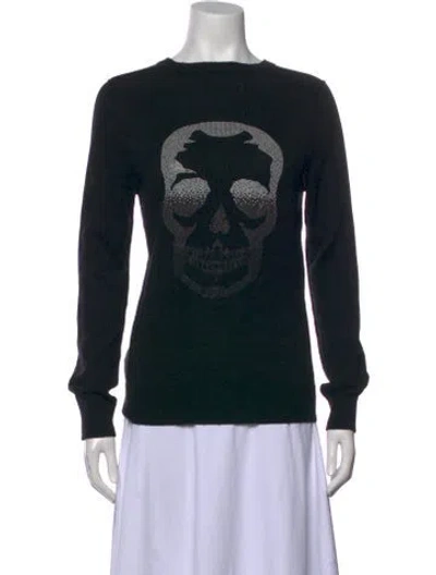 Pre-owned Zadig & Voltaire Graphic Print Crew Neck Sweater In Black