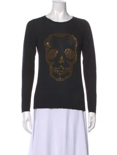 Pre-owned Zadig & Voltaire Graphic Print Crew Neck Sweater In Black